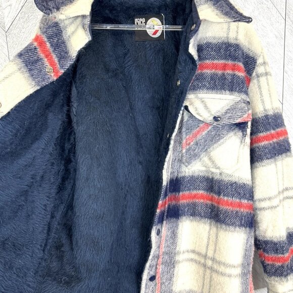 Vintage 70's Jacket Shacket Mens Size Medium Plaid Snap Front Retro Hipster - Picture 6 of 9